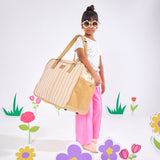 Kids large weekender luggage | laminated fabric with genuine leather - large weekender luggage bag