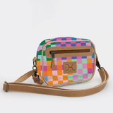 Kids Lipstick Bag | Laminated Fabric with Genuine Leather Checker - Preppy Lipstick Bag by Thandana