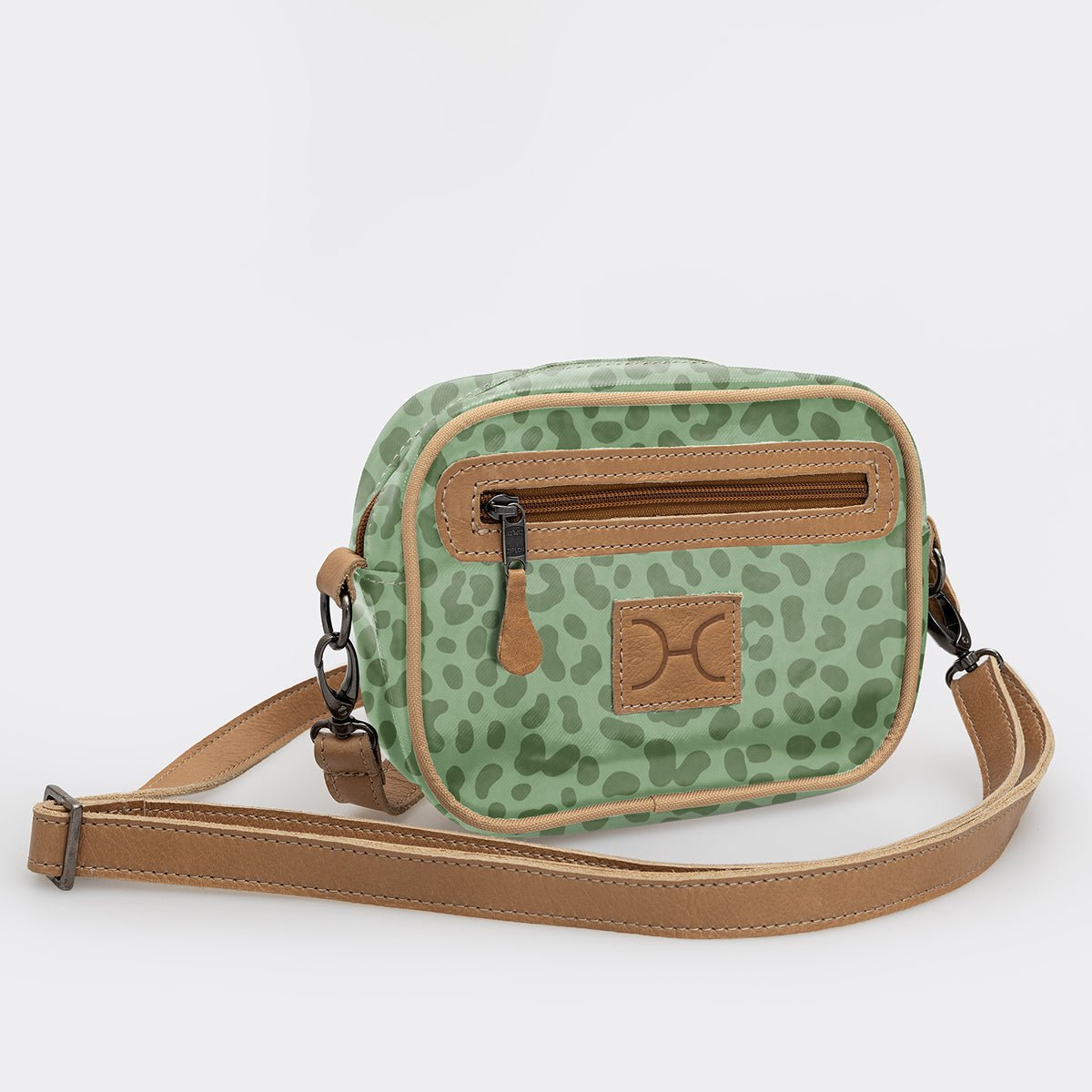 Kids Lipstick Bag | Laminated Fabric with Genuine Leather Cheetah - Olive Lipstick Bag by Thandana