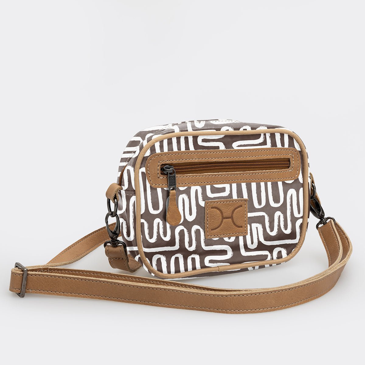 Kids Lipstick Bag | Laminated Fabric with Genuine Leather Geo - Black Lipstick Bag by Thandana