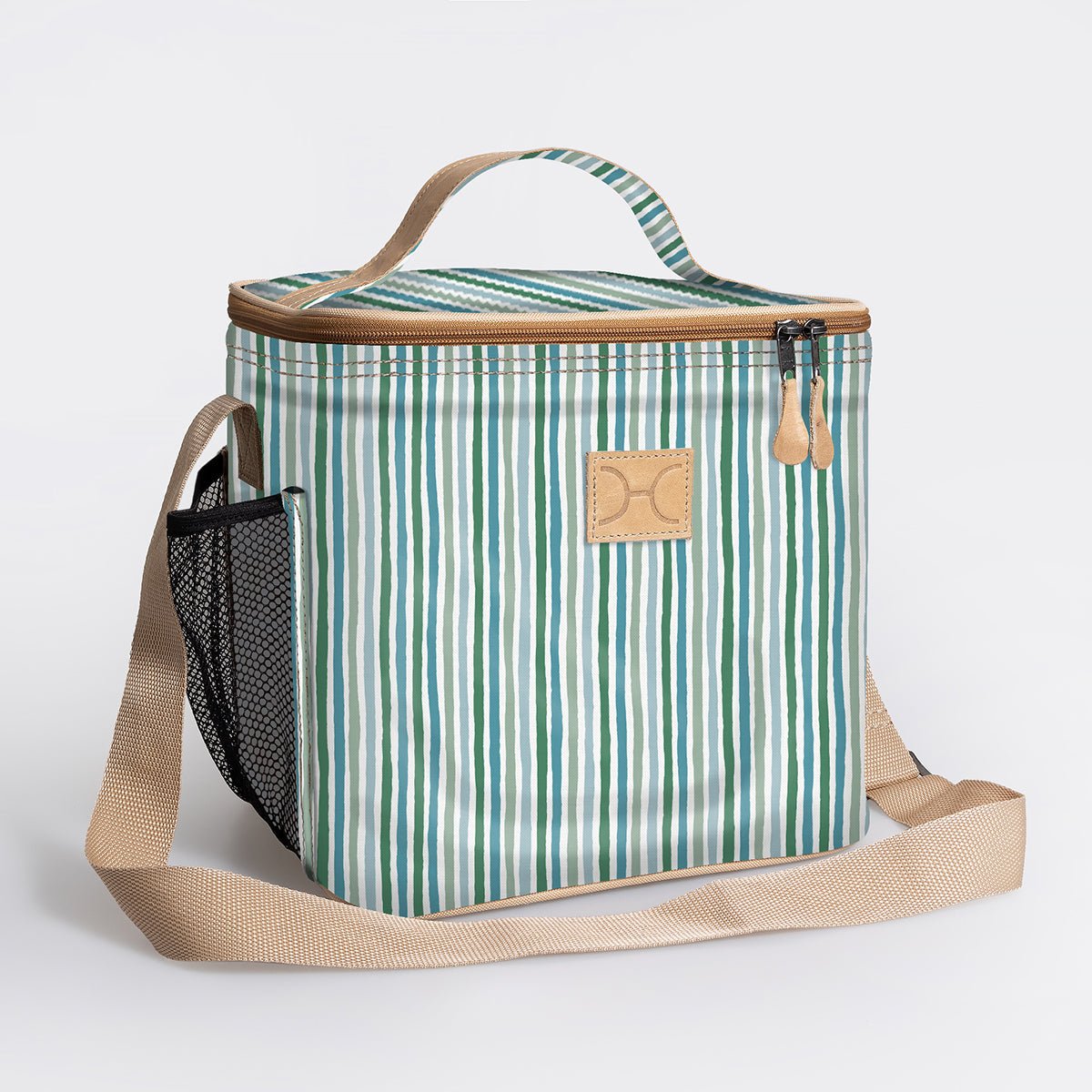 Kids Lunch Box Cooler | Laminated Fabric with Genuine Leather Caddy Cooler by Thandana
