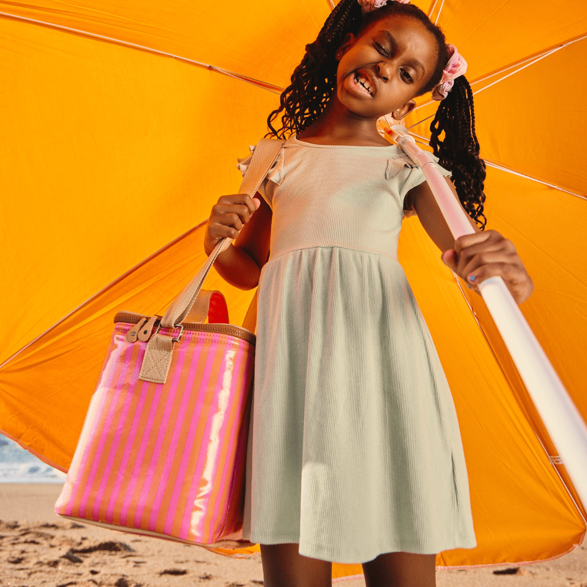 Kids Lunch Box Cooler | Laminated Fabric with Genuine Leather Caddy Cooler by Thandana