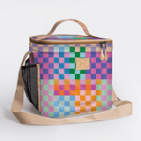 Kids Lunch Box Cooler | Laminated Fabric with Genuine Leather Checker - Preppy Caddy Cooler by Thandana