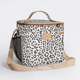 Kids Lunch Box Cooler | Laminated Fabric with Genuine Leather Cheetah - White Caddy Cooler by Thandana