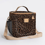 Kids Lunch Box Cooler | Laminated Fabric with Genuine Leather Cheetah - Coffee Caddy Cooler by Thandana