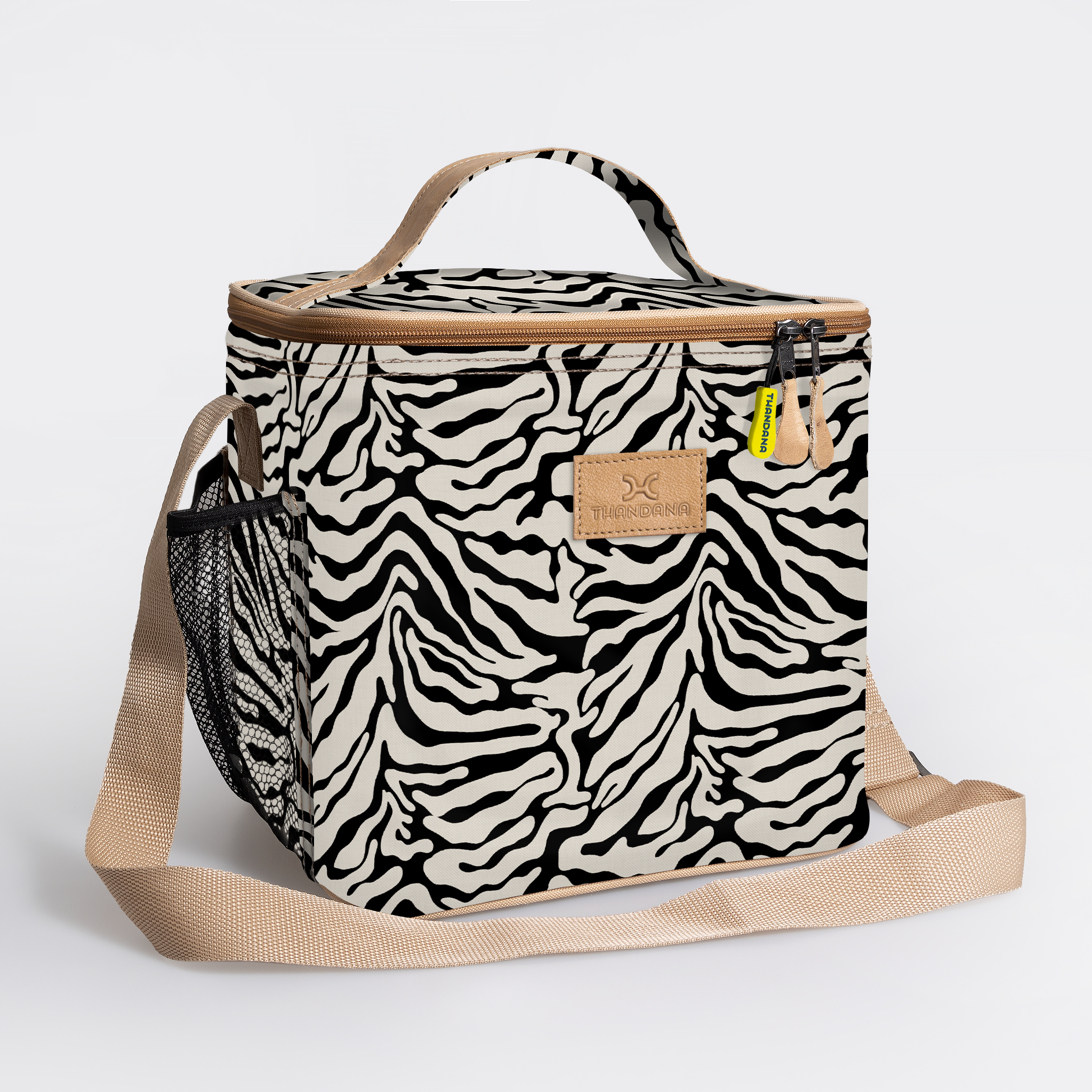 Kids Lunch Box Cooler | Laminated Fabric with Genuine Leather Nomad Stripe - Pitch Caddy Cooler by Thandana