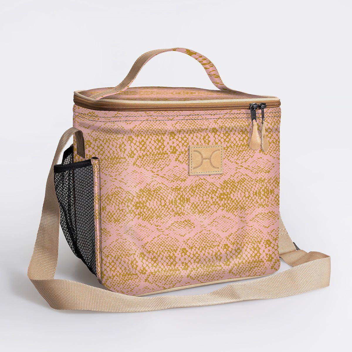 Kids Lunch Box Cooler | Laminated Fabric with Genuine Leather Python - Bloom Caddy Cooler by Thandana