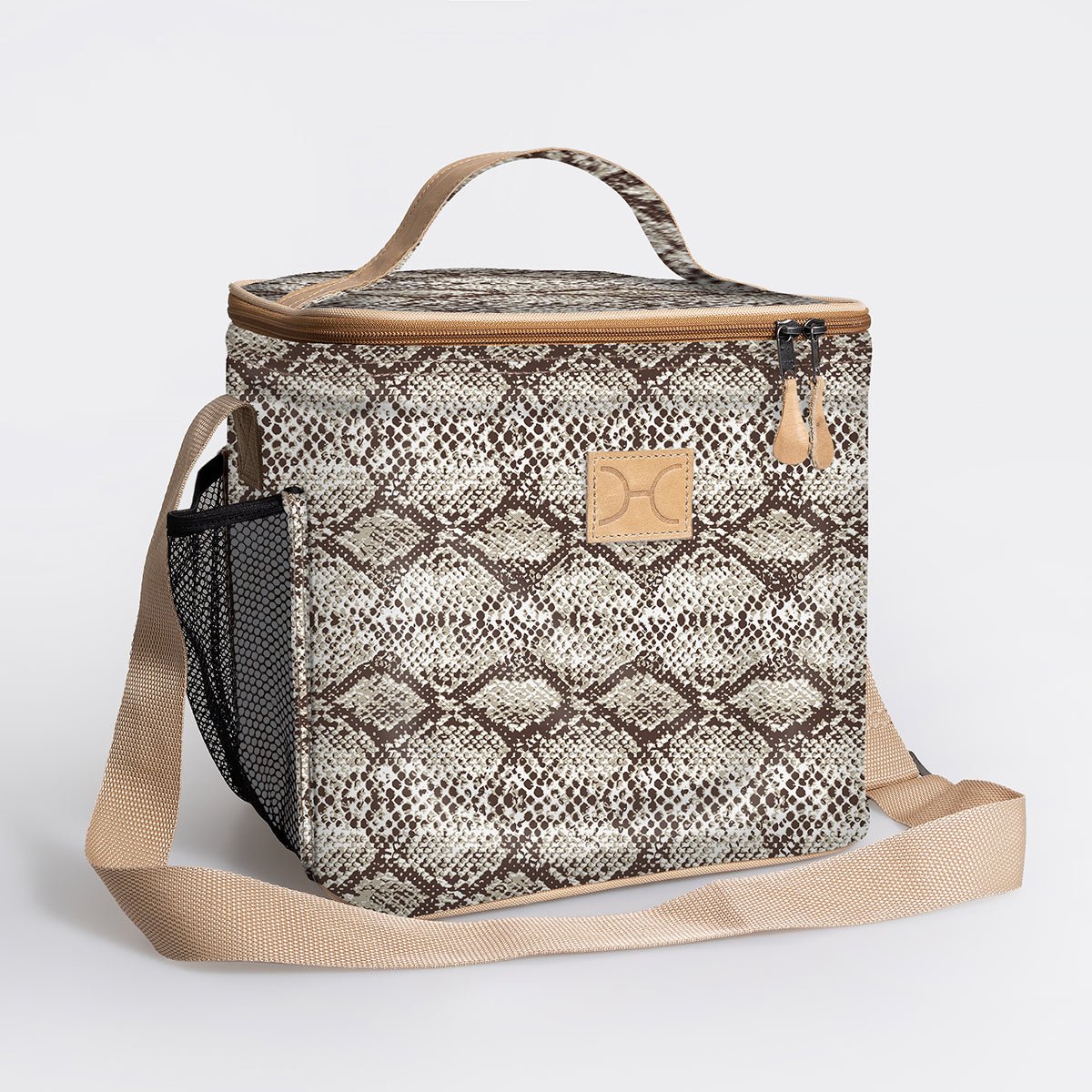 Kids Lunch Box Cooler | Laminated Fabric with Genuine Leather Python - Moody Caddy Cooler by Thandana