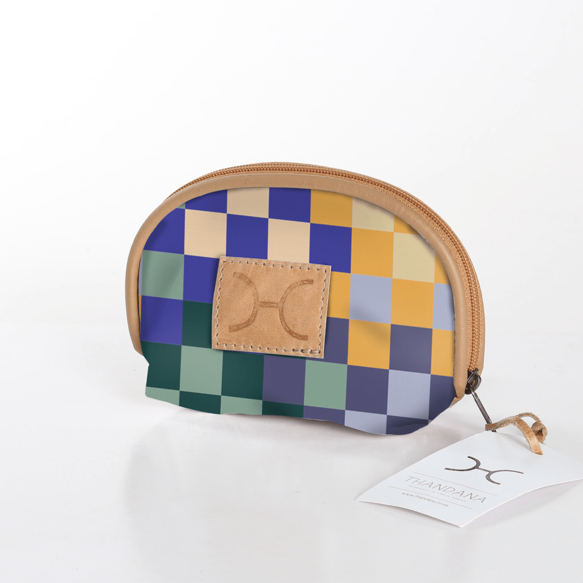 Kids Makeup Bag | Laminated Fabric Checker - Jet Make Up Fabric Bag by Thandana