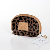 Kids Makeup Bag | Laminated Fabric Cheetah - Coffee Make Up Fabric Bag by Thandana