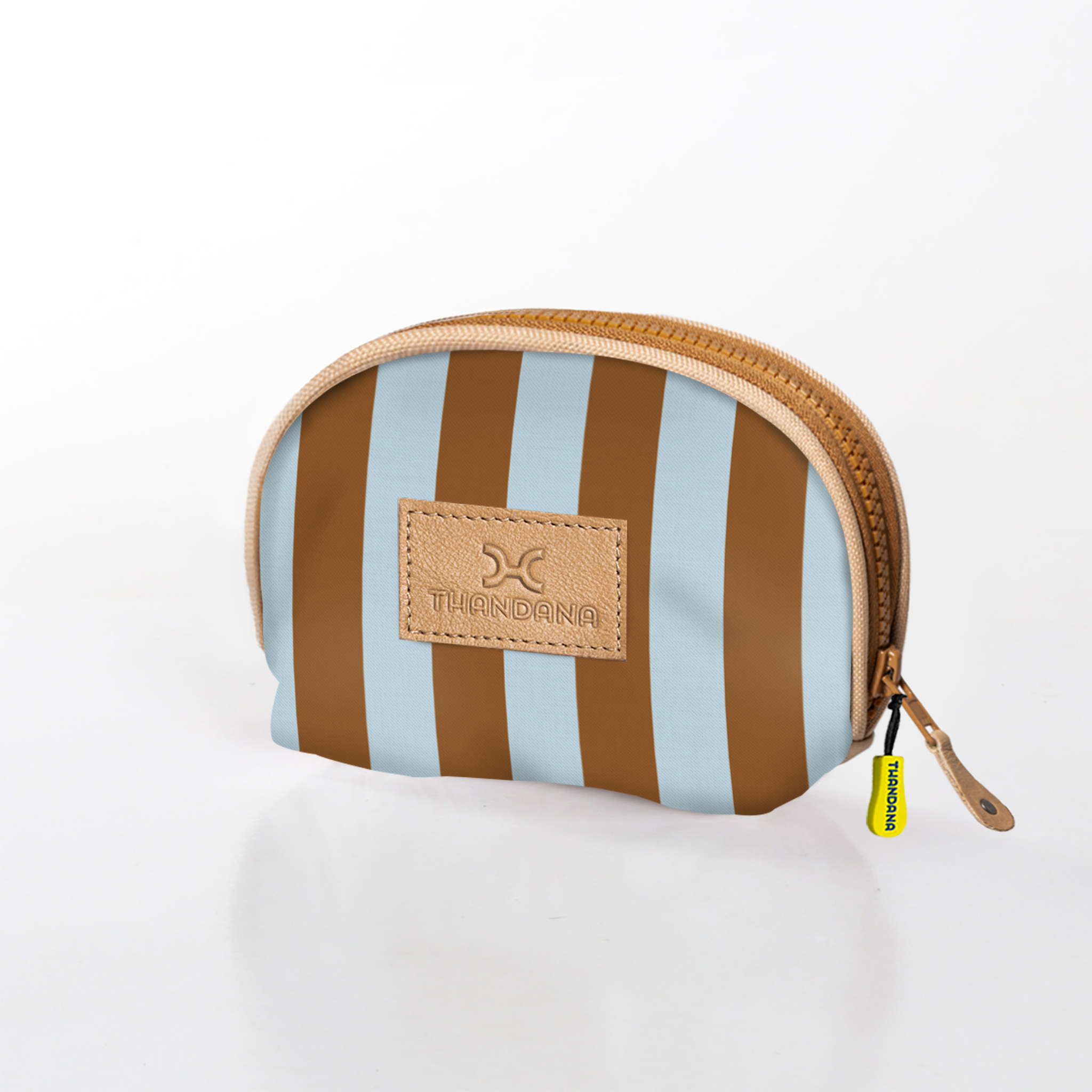 Kids Makeup Bag | Laminated Fabric Coastal Stripe - Blue Make Up Fabric Bag by Thandana