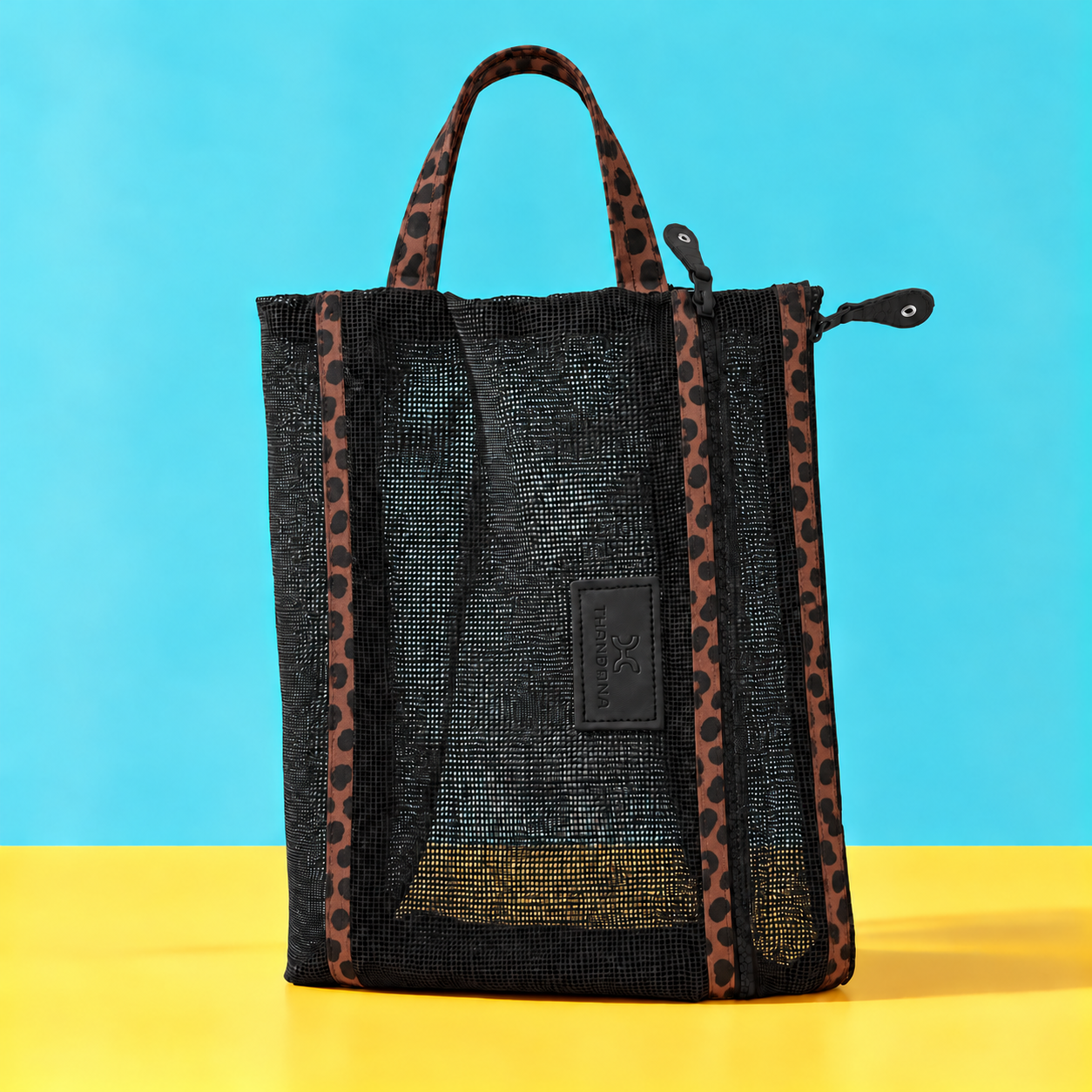 Kids Meshie School Bookbag Black - Cheetah - Coffee School Bookbag by Thandana