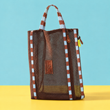 Kids Meshie School Bookbag Brown - Coastal - Stripe School Bookbag by Thandana