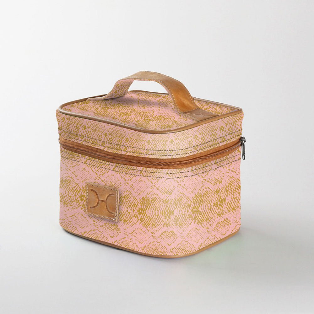 Kids Mini Decker Cooler | Laminated Fabric with Genuine Leather Python - Bloom Mini Double Decker Cooler by Thandana