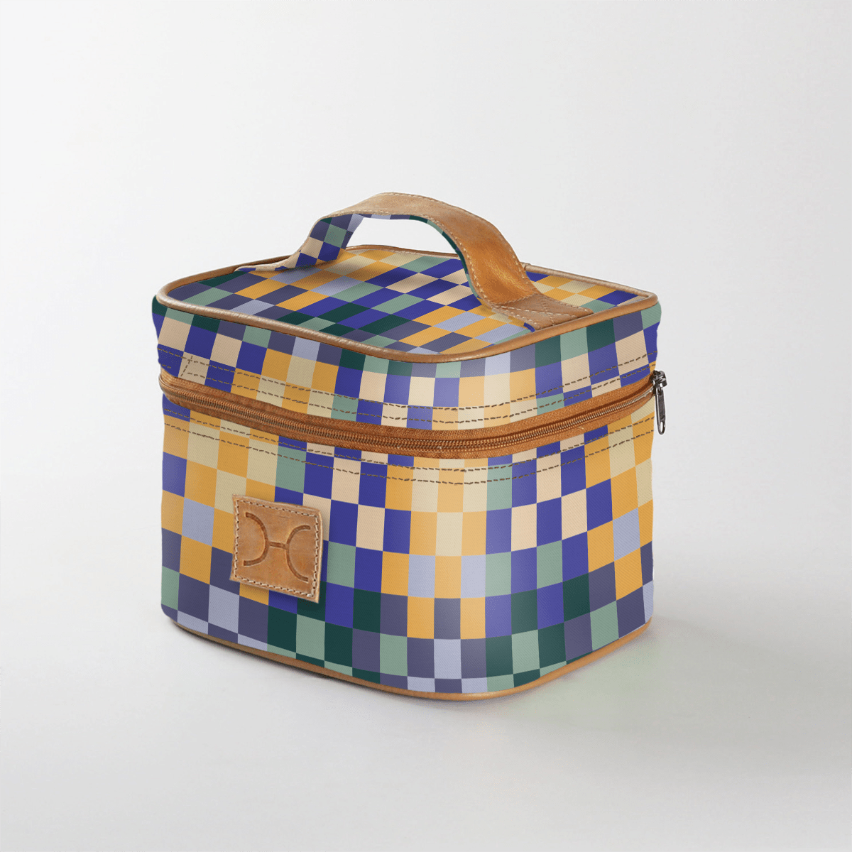 Kids Mini Decker Cooler | Laminated Fabric with Genuine Leather Checker - Jet Mini Double Decker Cooler by Thandana