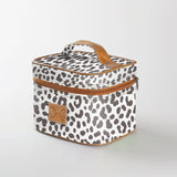 Kids Mini Decker Cooler | Laminated Fabric with Genuine Leather Cheetah - White Mini Double Decker Cooler by Thandana