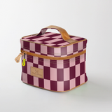 Kids Mini Decker Cooler | Laminated Fabric with Genuine Leather Checkmate - Cherry Mini Double Decker Cooler by Thandana