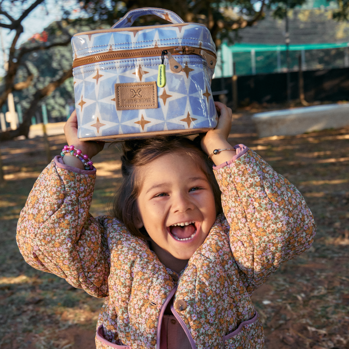 Kids Mini Decker Cooler | Laminated Fabric with Genuine Leather Mini Double Decker Cooler by Thandana