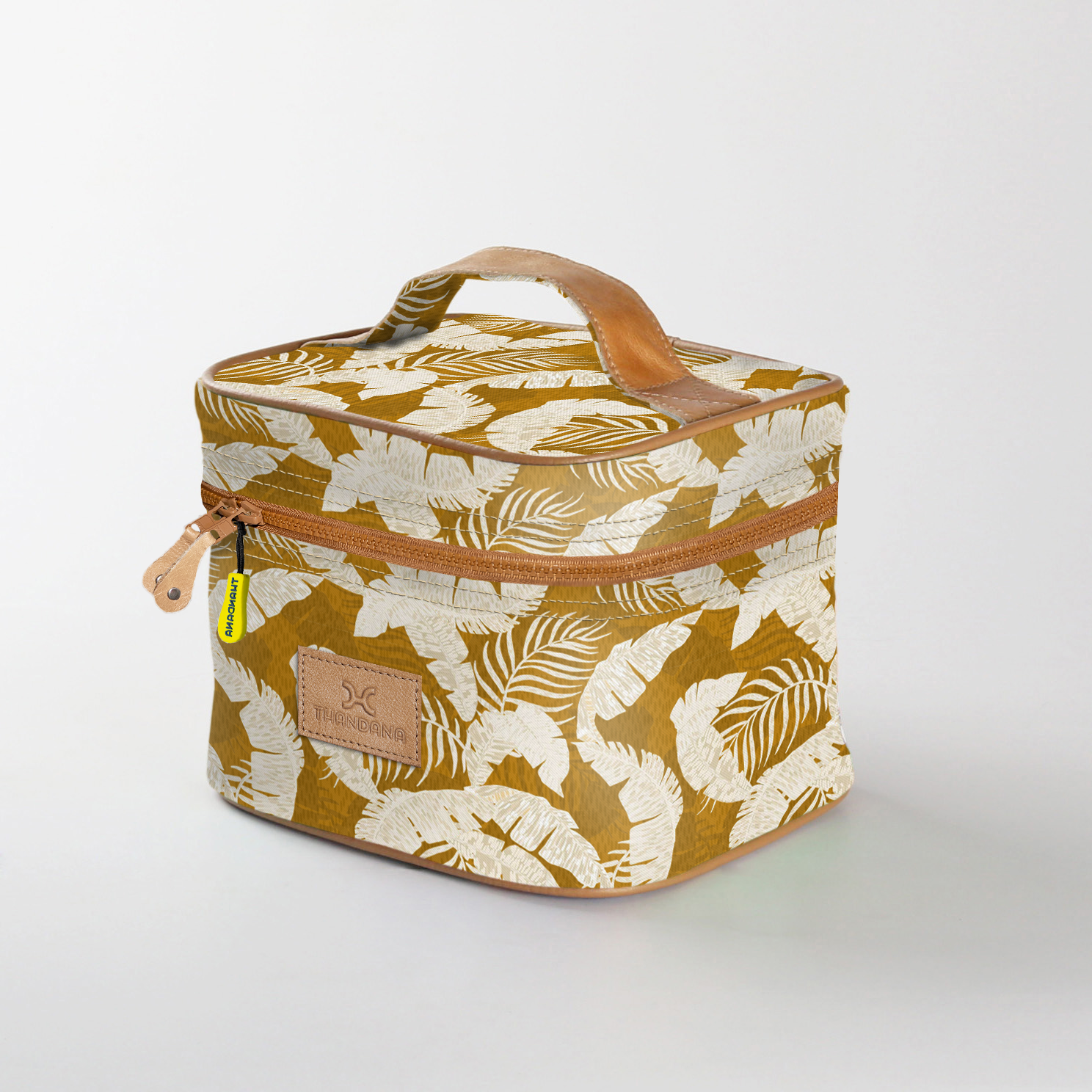 Kids Mini Decker Cooler | Laminated Fabric with Genuine Leather Fauna - Earth Mini Double Decker Cooler by Thandana