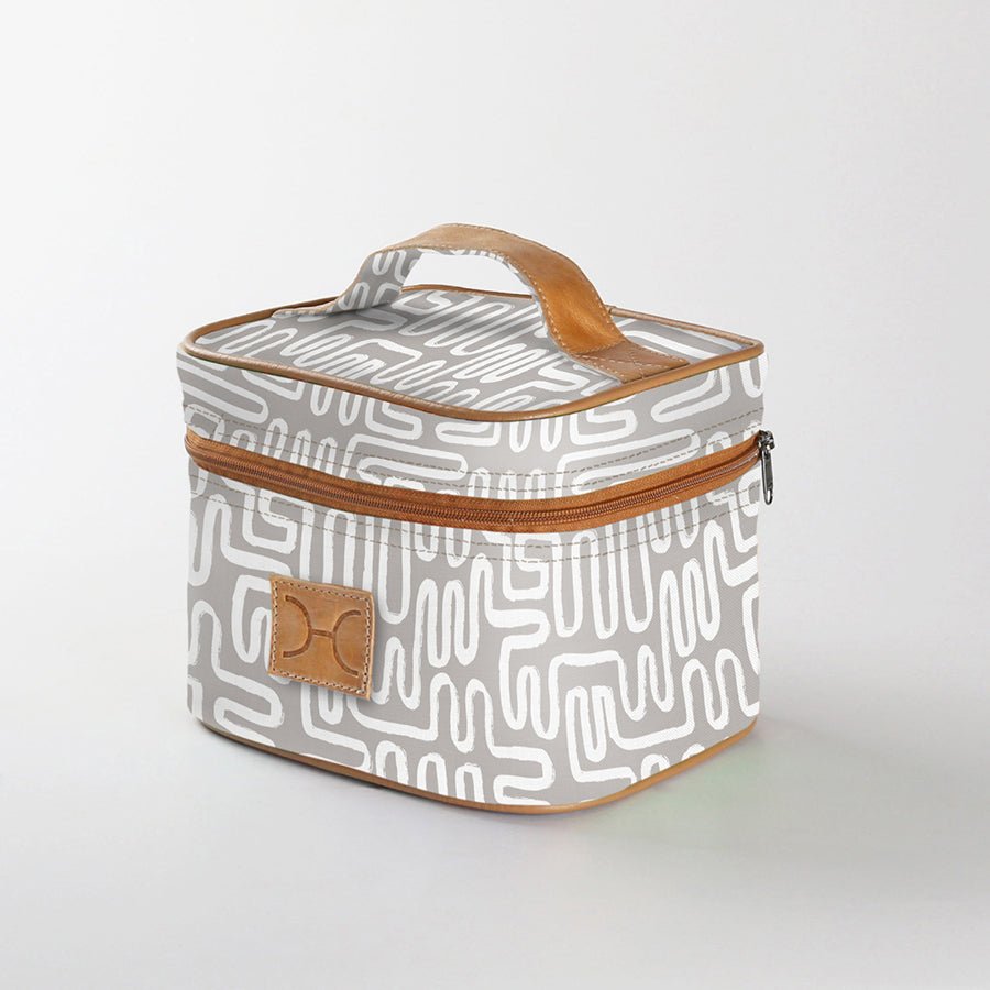 Kids Mini Decker Cooler | Laminated Fabric with Genuine Leather Geo - Moonstruck Mini Double Decker Cooler by Thandana