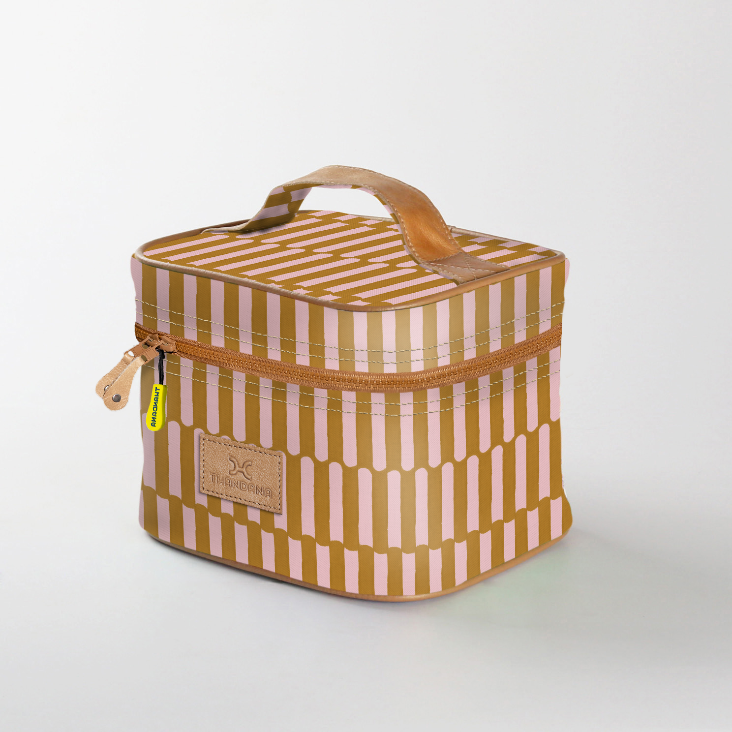 Kids Mini Decker Cooler | Laminated Fabric with Genuine Leather Indie - Sunset Mini Double Decker Cooler by Thandana