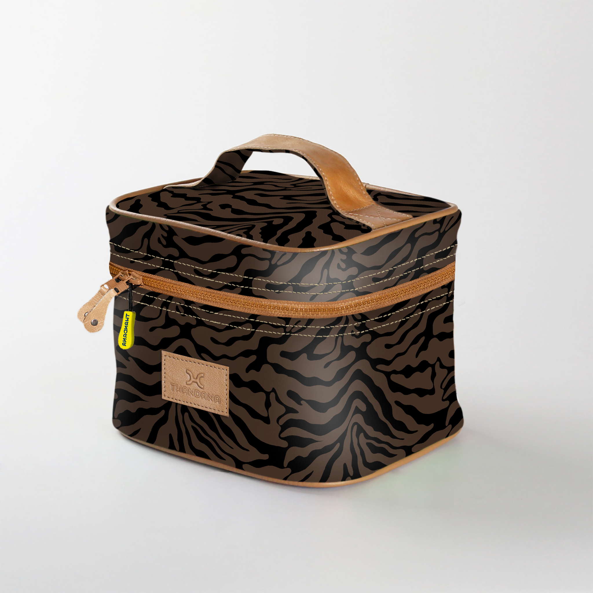 Kids Mini Decker Cooler | Laminated Fabric with Genuine Leather Nomad Stripe - Coffee Mini Double Decker Cooler