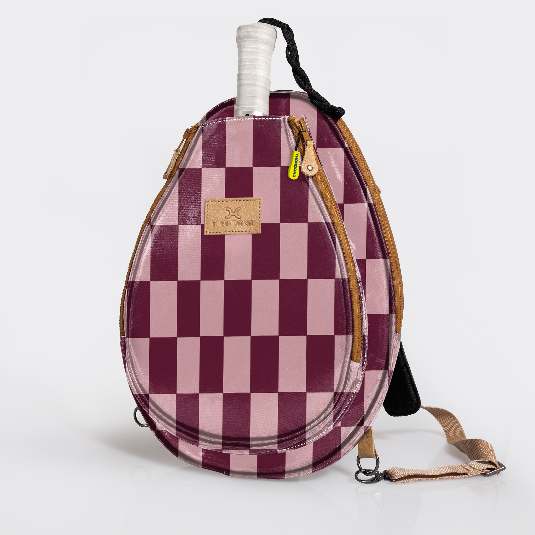 Kids Padel & Tennis Sleeve | Laminated Fabric Checkmate - Cherry Kids Backpack by Thandana