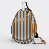 Kids Padel & Tennis Sleeve | Laminated Fabric Coastal Stripe - Blue Kids Backpack by Thandana