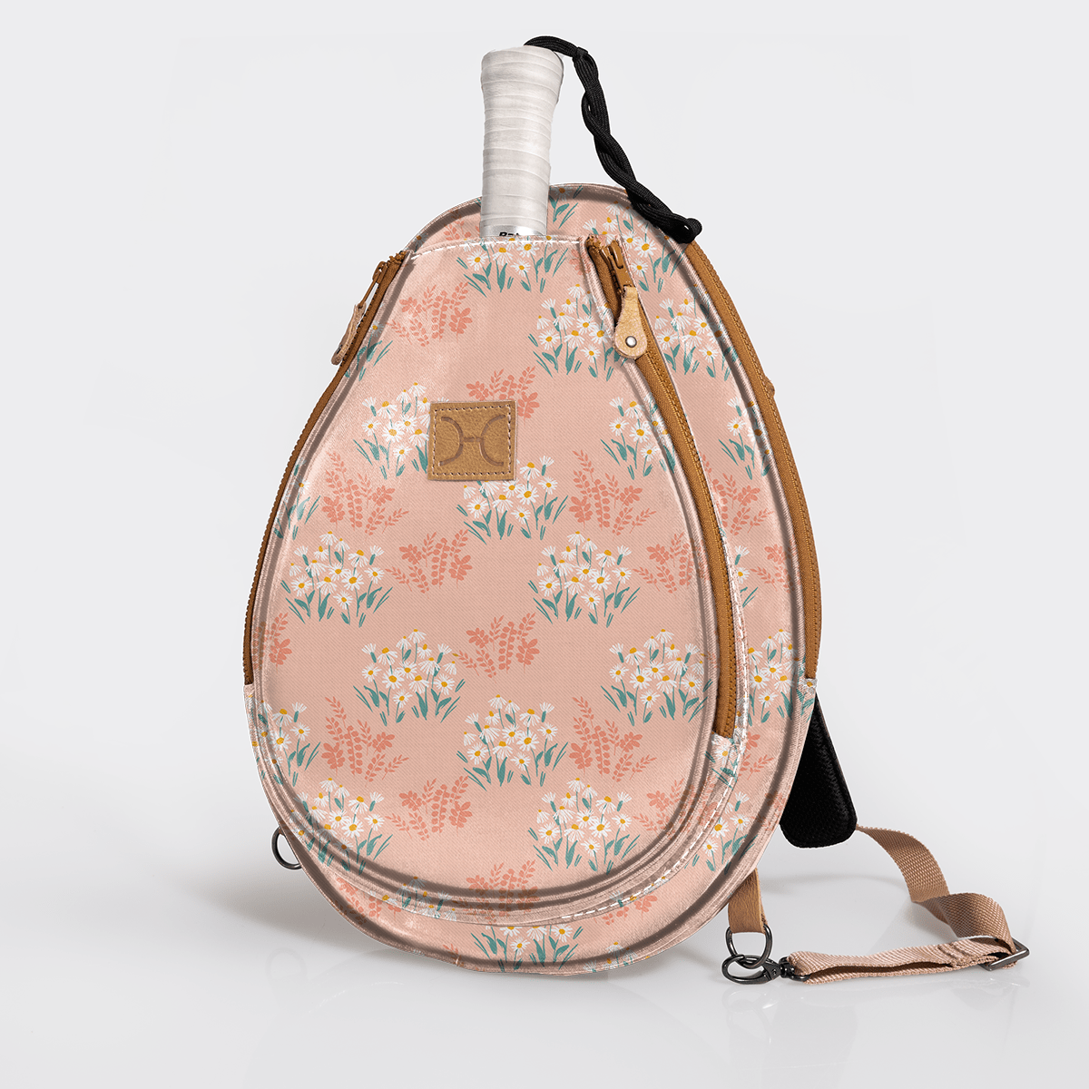 Kids Padel & Tennis Sleeve | Laminated Fabric Crazy Daisy - Blush Kids Backpack by Thandana