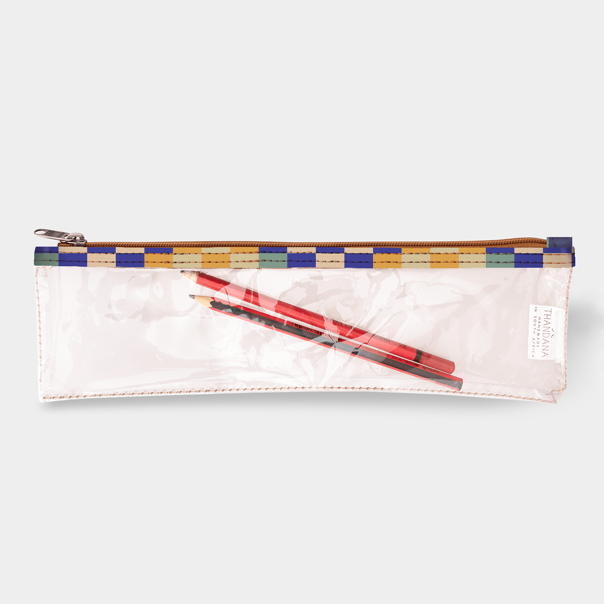 Kids Pencil Case | Clear Fabric Checker - Jet Pencil Case by Thandana
