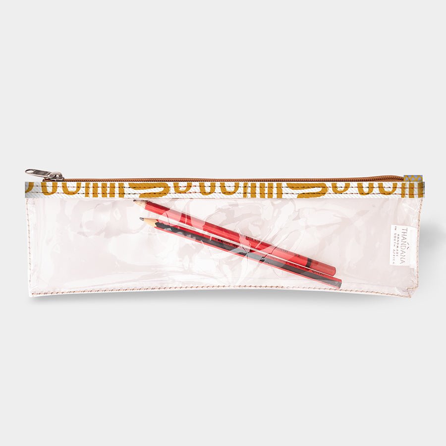 Kids Pencil Case | Clear Fabric Geo - Sand Pencil Case by Thandana
