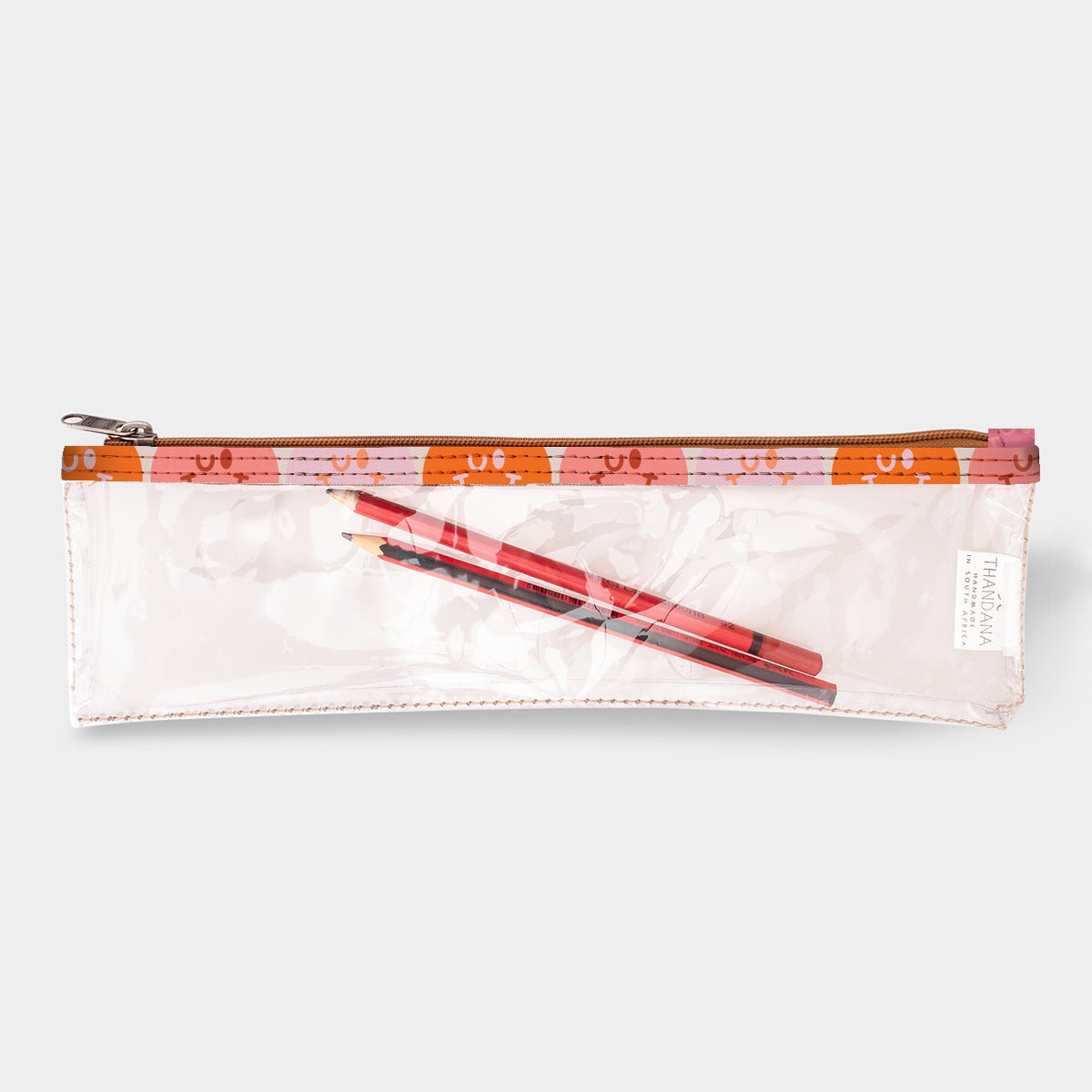 Kids Pencil Case | Clear Fabric Smiley - Blush Pencil Case by Thandana
