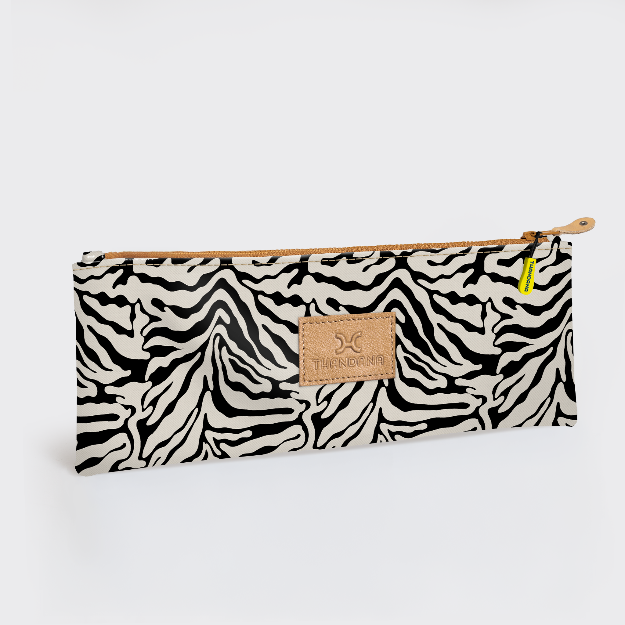 Kids Pencil Case Triple Zip | Laminated Fabric Nomad Stripe - Pitch Pencil Case by Thandana