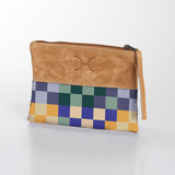 Kids Pouch | Laminated Fabric with Genuine Leather Checker - Jet Pouch by Thandana