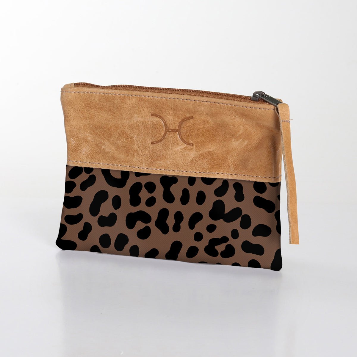 Kids Pouch | Laminated Fabric with Genuine Leather Cheetah - Coffee Pouch by Thandana