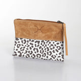 Kids Pouch | Laminated Fabric with Genuine Leather Cheetah - White Pouch by Thandana