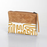 Kids Pouch | Laminated Fabric with Genuine Leather Geo - Sand Pouch by Thandana