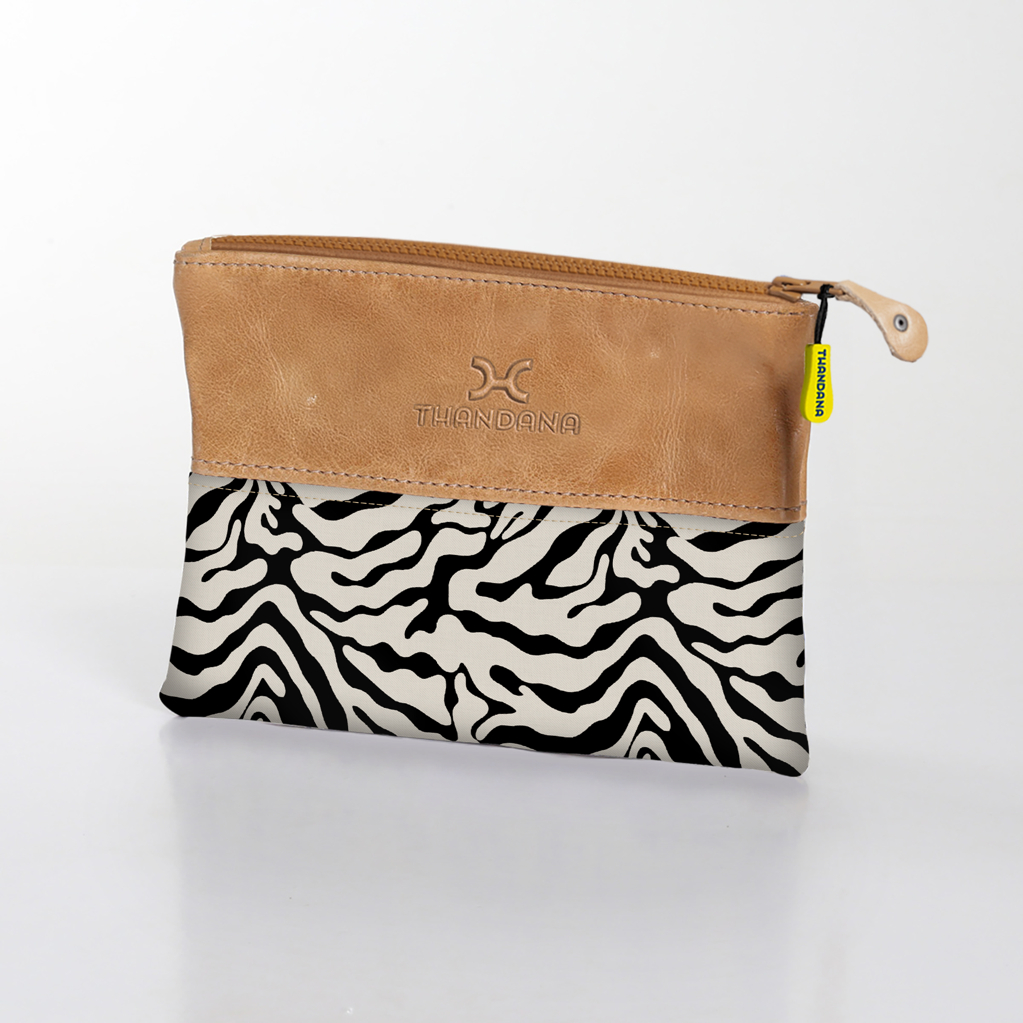 Kids Pouch | Laminated Fabric with Genuine Leather Nomad Stripe - Pitch Pouch by Thandana