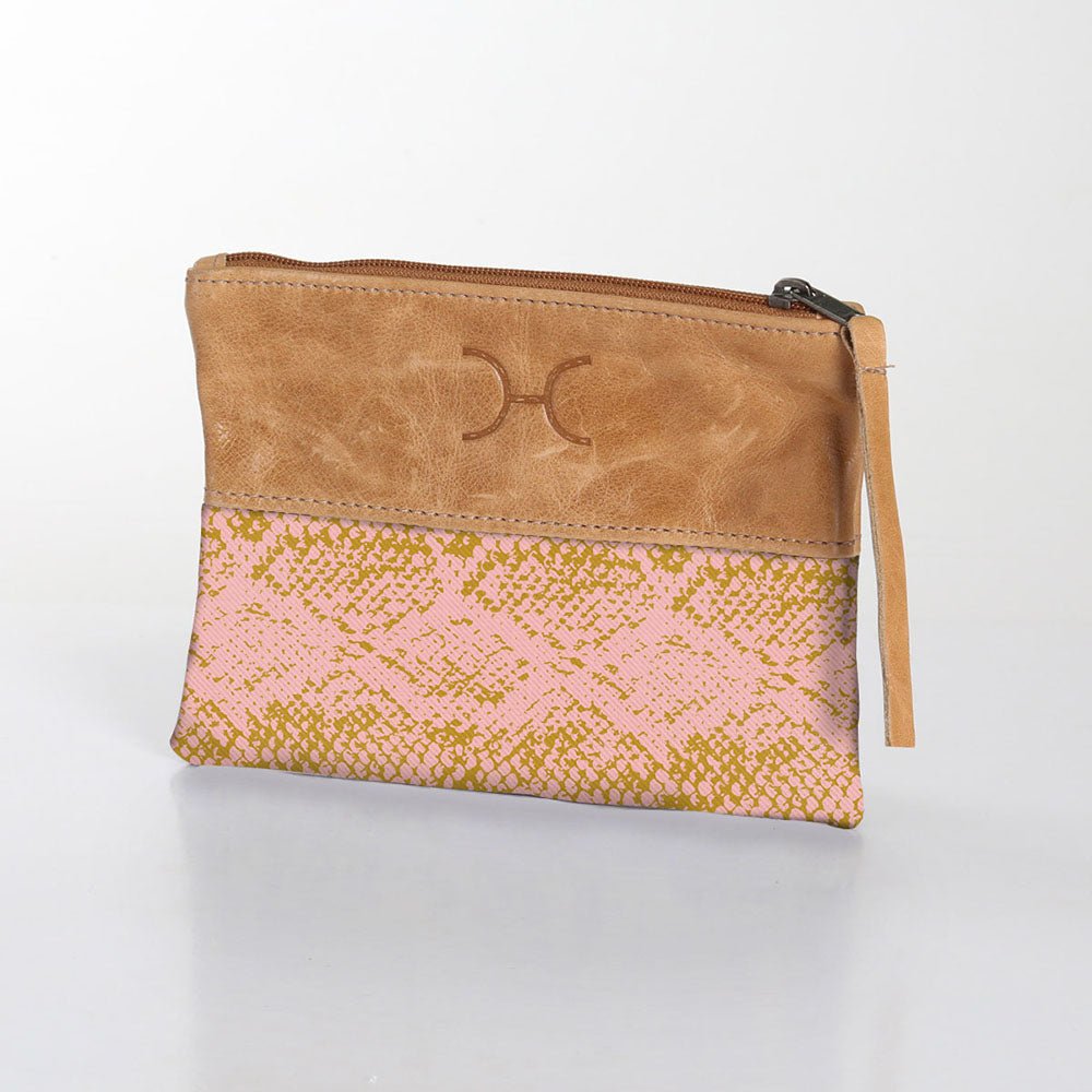 Kids Pouch | Laminated Fabric with Genuine Leather Python - Bloom Pouch by Thandana