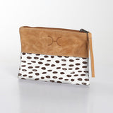 Kids Pouch | Laminated Fabric with Genuine Leather Seeds - White Pouch by Thandana