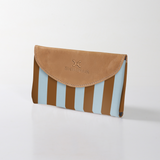 Kids Purse | Laminated Fabric with Genuine Leather Coastal Stripe - Blue Ladies Wallet by Thandana