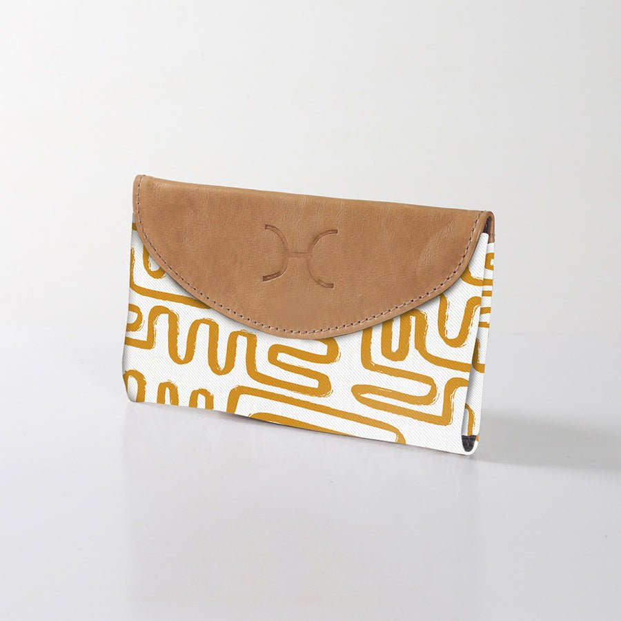 Kids Purse | Laminated Fabric with Genuine Leather Geo - Sand Ladies Wallet by Thandana