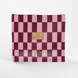 Kids Roll Up Toiletry | Laminated Fabric with Genuine Leather Checkmate - Cherry Roll Up Toiletry Fabric by Thandana