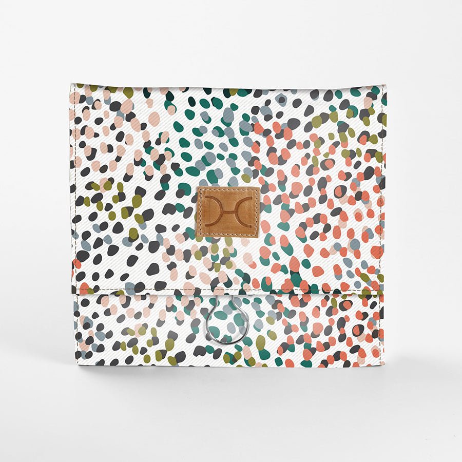 Kids Roll Up Toiletry | Laminated Fabric with Genuine Leather Confetti - All About Roll Up Toiletry Fabric by Thandana