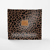Kids Roll Up Toiletry | Laminated Fabric with Genuine Leather Cheetah - Coffee Roll Up Toiletry Fabric by Thandana