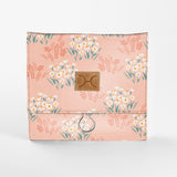 Kids Roll Up Toiletry | Laminated Fabric with Genuine Leather Crazy Daisy - Blush Roll Up Toiletry Fabric by Thandana