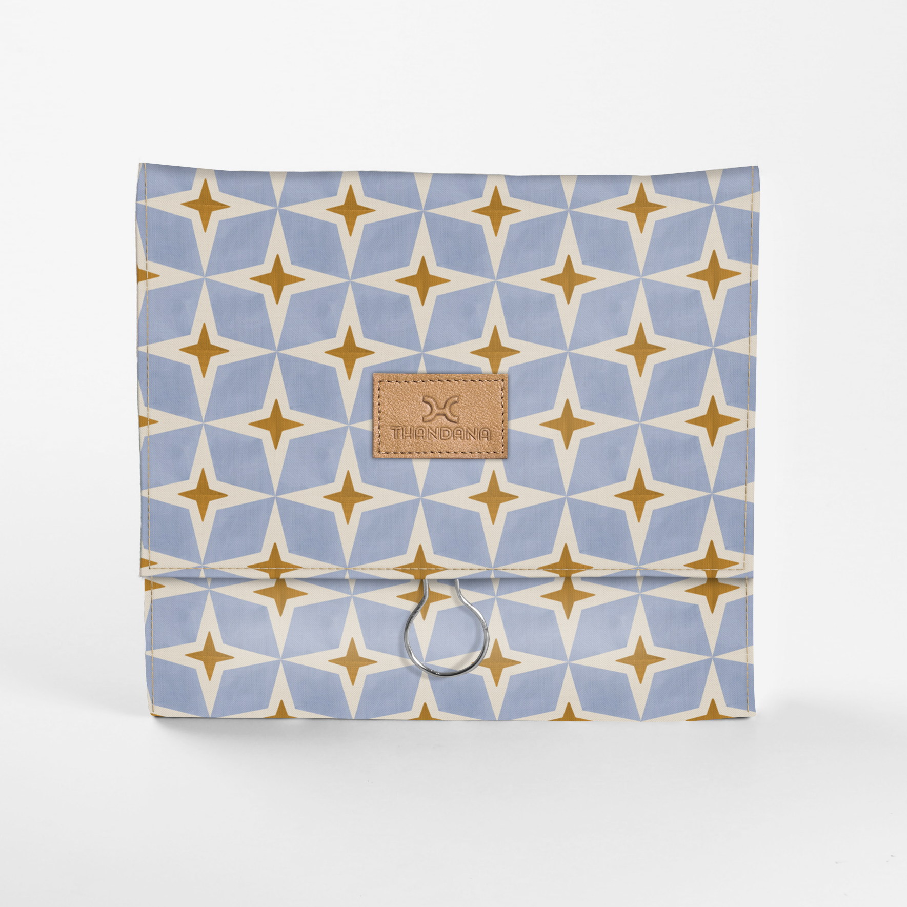 Kids Roll Up Toiletry | Laminated Fabric with Genuine Leather Nova - Mist Roll Up Toiletry Fabric by Thandana