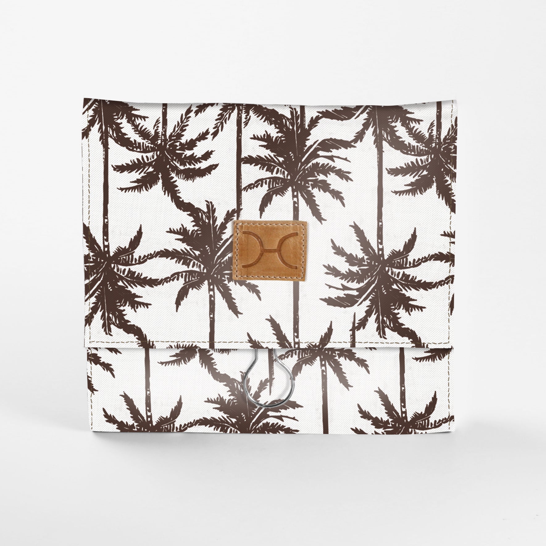 Kids Roll Up Toiletry | Laminated Fabric with Genuine Leather Palm - Neutral Roll Up Toiletry Fabric by Thandana