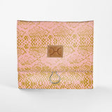 Kids Roll Up Toiletry | Laminated Fabric with Genuine Leather Python - Bloom Roll Up Toiletry Fabric by Thandana
