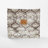 Kids Roll Up Toiletry | Laminated Fabric with Genuine Leather Python - Moody Roll Up Toiletry Fabric by Thandana